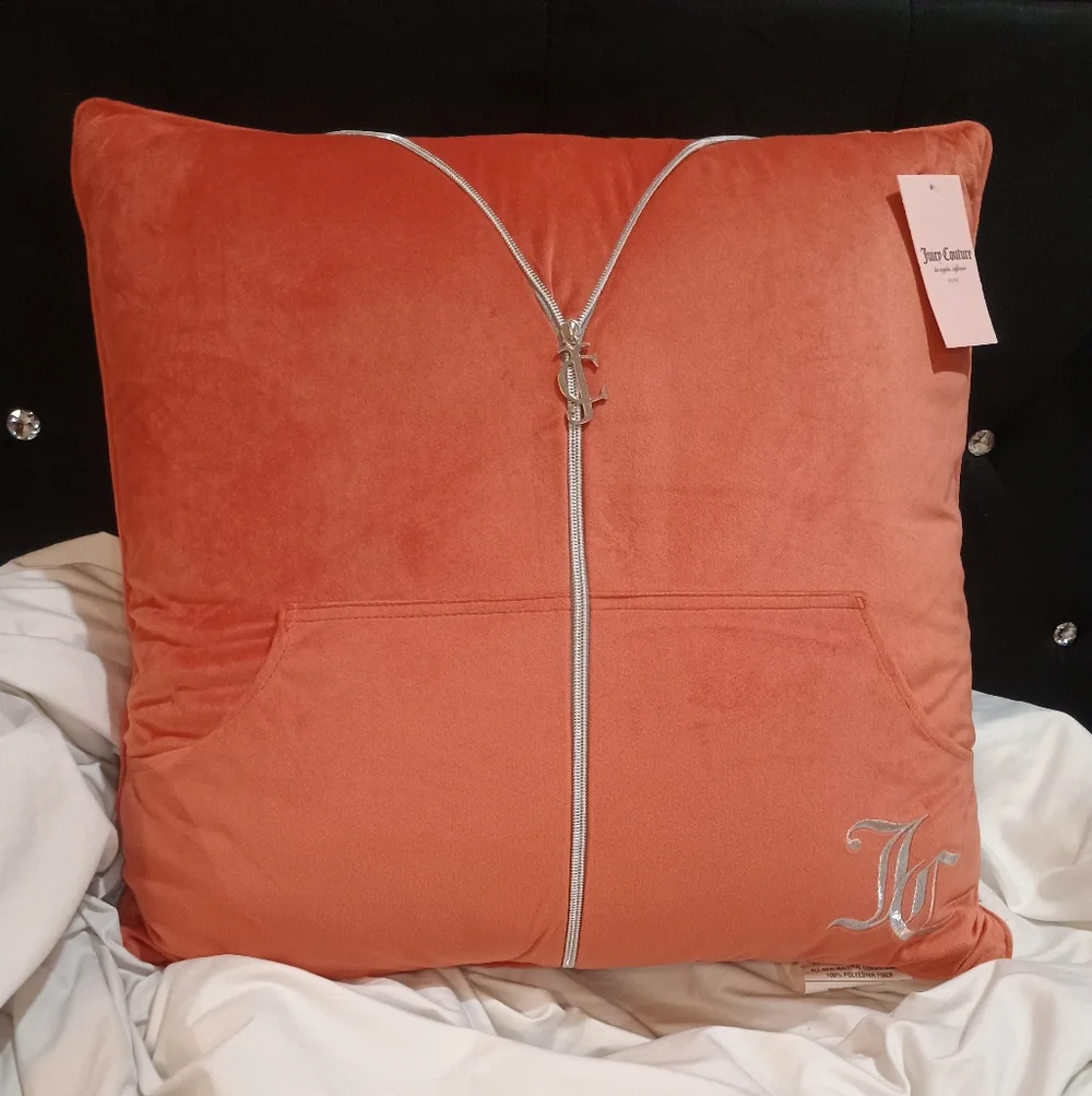 New Juicy Couture Elegant Coral Velor Jacket Pillow W Pockets
